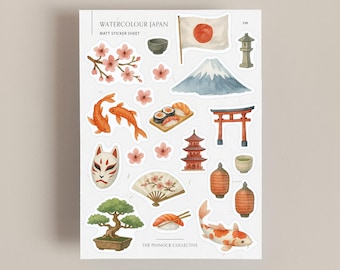 Japan Stickerbogen | Reise-Aufkleber | Japanische Aufkleber | Japan Tokyo Kultur | Ort Aufkleber | Reisetagebuch | Sammelalbum | Süß