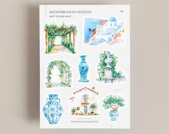Sticker Sheet | mediterranean Stickers | Travel Journal | Travelling stickers | Aesthetic Stickers | Greek | Holiday journal | Scrapbook