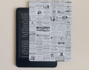 Vintage krantenpapier Kindle Paperwhite insteekkaart: leesgrage e-readeraccessoire