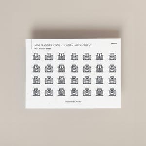 Vel met enkele stickers met minipictogrammen | Functionele plannerstickers | Ziekenhuisafspraak | Herinneringsstickers | Perfect voor Hobonichi-planner