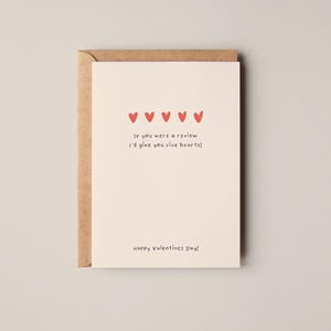 Tarjeta de San Valentín / Tarjeta de revisión / Día de San Valentín / Tarjeta de felicitación A6 / Aniversario / Tarjeta de boda / Tarjetas para ella / Corazones / Cinco estrellas