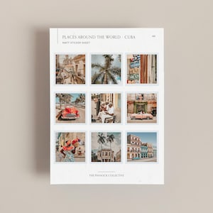 Kuba inspiriert Stickerbogen, perfekt für Journaling und Scrapbooking, Kuba Aufkleber, Reiseaufkleber, Penpal Aufkleber, Standort Aufkleber
