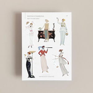 Vintage mode | Stickervel | Vintage ephemera | Modestickers | Vintage illustraties kunst