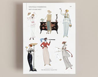 Vintage Fashion | Sticker Sheet | Vintage Ephemera | Fashion Stickers | Vintage illustrations Art