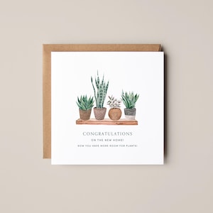 Nouvelle carte pour la maison | Bonne nouvelle maison carte de vœux | Félicitations pour votre nouvelle maison | Un couple emménage | Carte de déménagement | Amateur de plantes Nouvelle maison