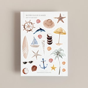 Summer Sticker Sheet | Summer Sticker Set | Holidays | Sticker Sheet | Journal Stickers | Beach | Sea | Seasonal Summer Planner