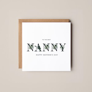 Carte de fête des mères pour nounou | Jolie carte de fête des mères | Nan | Nounou | Maman | Cadeau pour elle | Carte florale de maman | Célébration Nan