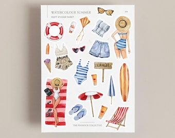 Sticker sheet | Summer Sticker Set | Holidays | Sticker Sheet | Journal Stickers | Beach | Sea | Seasonal Summer Planner | Bullet Journal