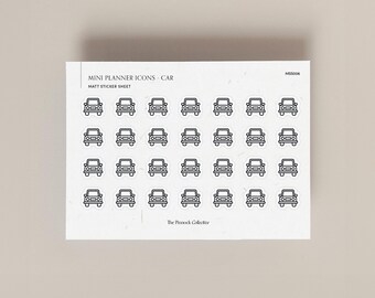 Car Icon Planner Stickers: Mini Matte Stickers for Hobonichi