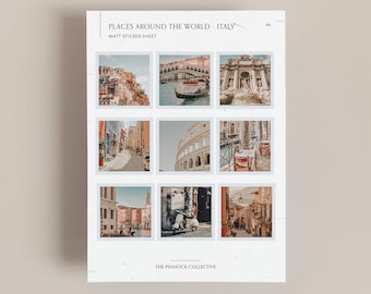 Mini Italy Inspired Sticker sheet, perfect for journaling and scrapbooking, Italy sticker, Travel sticker, penpal stickers, location sticker