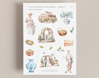 Stickerbogen | Griechenland Aufkleber | Reisetagebuch | Reisen Aufkleber | Ästhetische Aufkleber | Griechisch | Tagebuch | Scrapbook Momente