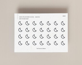 Single Mini Icons Stickers sheet | Functional Planner Stickers | Moon Stickers | Tracker | Star Stickers | Perfect for Hobonichi Planners