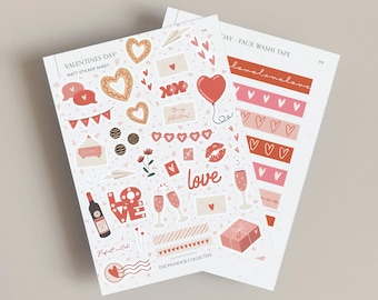 Valentine's Day Sticker Sheet bundle | Love Journalling | love Stickers | Valentine season | Hearts | Valentine planner | Planner Stickers