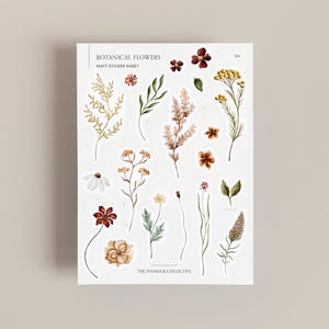 ステッカーシート | 植物の花 | 水彩ステッカー | 植物のイラスト | 春のステッカー | 花のデザイン | 葉 | プランナー