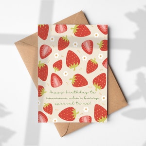 Cute Happy Birthday Card Pun Strawberry Birthday card Someone berry Special Strawberry card Birthday card for friend image 2