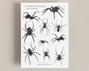 Spiders Sticker Sheet | Halloween planner | Spooky Crafts | Arachnophobia | Watercolour Stickers | horror | Autumn | Tarantula | Creepy