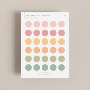 Frühlingshafte matte Kreis Minimal Aufkleber die perfekt sind für Journaling und Scrapbooking, Frühlings Aufkleber, Farbpalette, Frühlings Deko