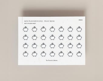 Single Mini Icons Stickers sheet | Functional Planner Stickers | Money | Piggy Bank | Budget Planner | Perfect for Hobonichi Planners