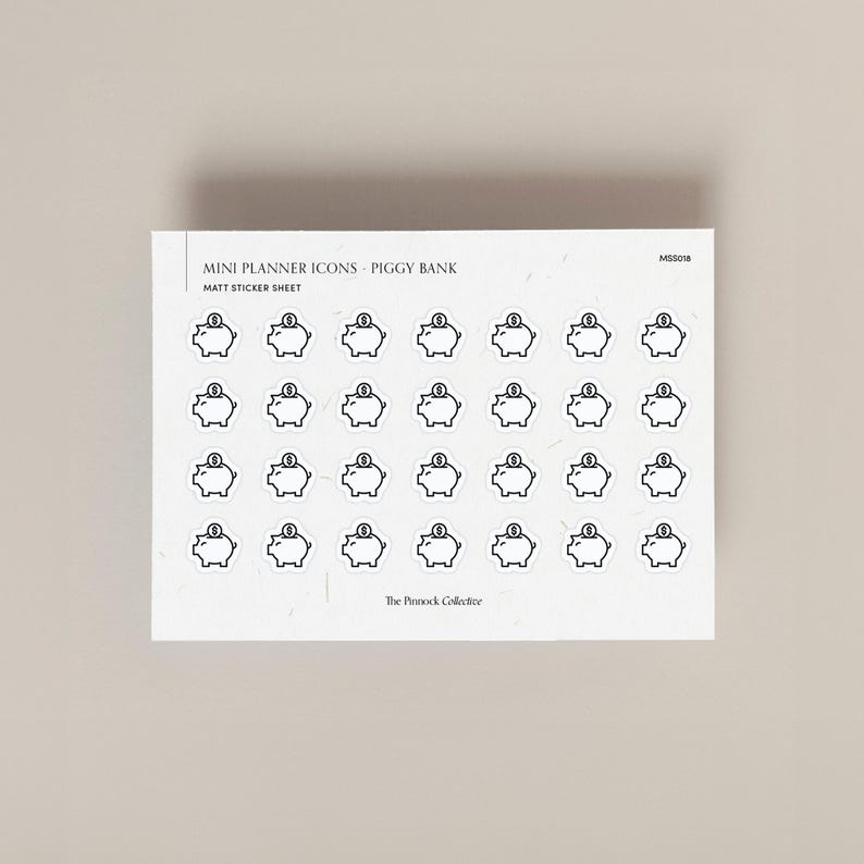 Single Mini Icons Stickers Sheet | Functional Planner Stickers | Money ...