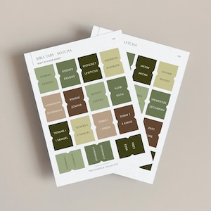 Bible Tabs | Index Tab Stickers | Journaling Supplies | Mini Bible Tabs | Bible Dividers | Matcha | Neutral Tab | Bible Studying | Christian
