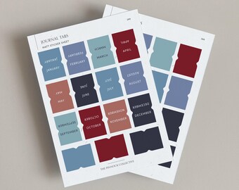 Monthly Tabs Stickers | Dusk | Blank Tab Stickers | Mini monthly tabs
