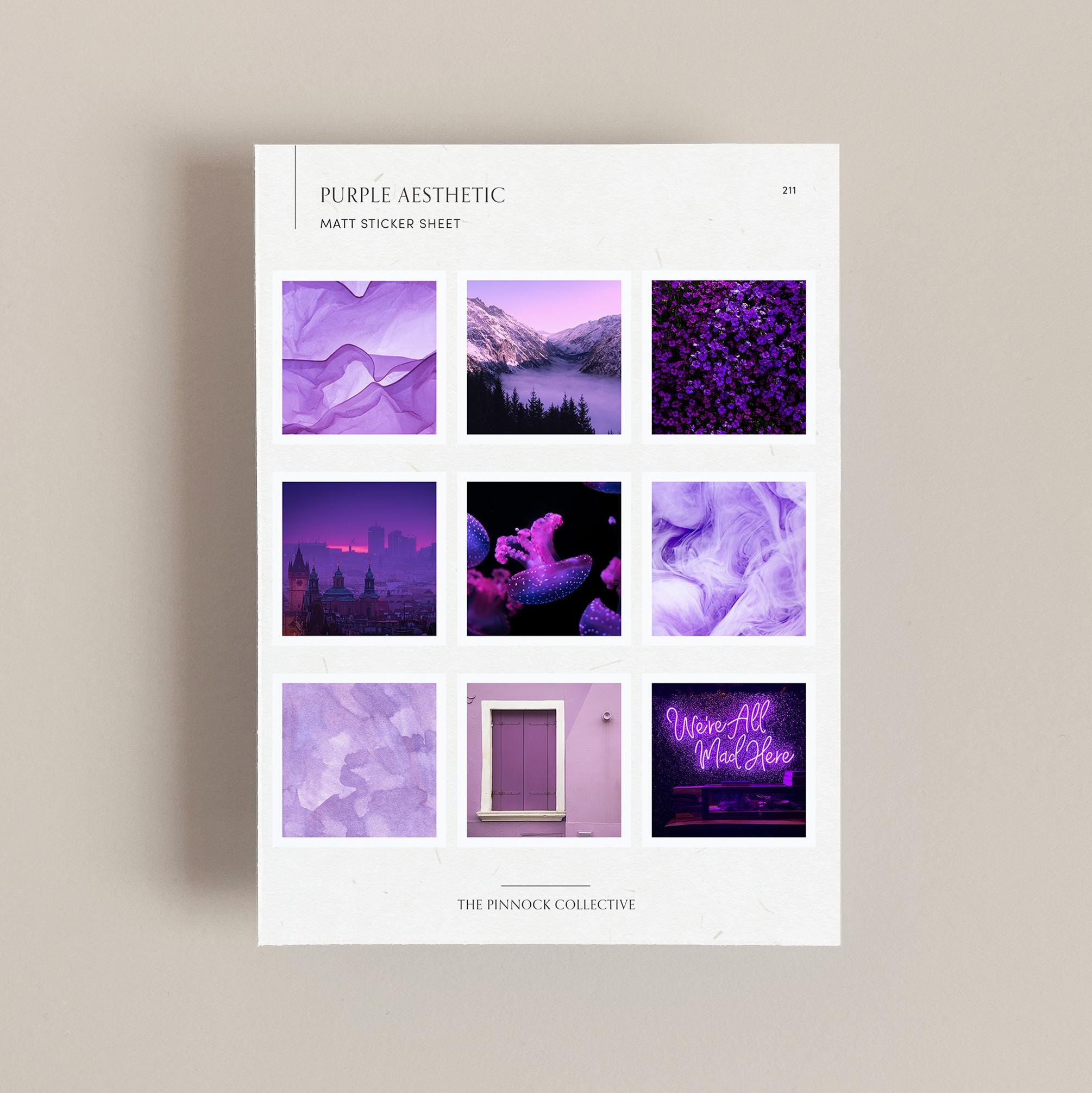 Mini Purple Aesthetic Themed Sticker Sheet, Perfect for Journaling