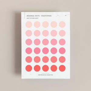 Adesivi minimali Pink Matt Circle a tema San Valentino, perfetti per la scrittura di un diario e lo scrapbooking, San Valentino, palette Pink Minimal