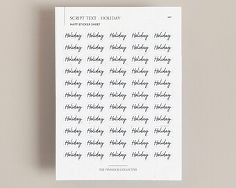Script stickers | Holiday Stickers | Transparent Stickers | Script lettering | Planner Essentials | Functional Stickers | Minimal Text