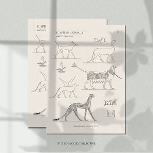 Ancient Egyptian Animal Planner Sticker Sheet | Egypt Stickers | Egyptian Hieroglyphs animals | Pharaoh Egypt Stickers | History Art Sticker