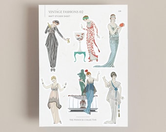 Sticker Sheet | Vintage Fashion | Sticker Sheet | Vintage Ephemera | Fashion Stickers | Vintage Illustrations Art