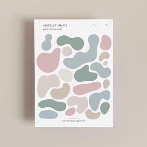 Feuille d'autocollants, formes abstraites mates illustrées à la main, formes abstraites, autocollants abstraits, autocollants Polco, formes aléatoires,