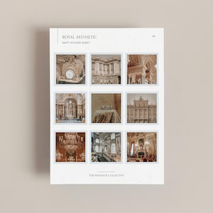 Foglio di adesivi con bordo a tema Royalty Aesthetic / Adesivi per amanti dei libri / Adesivi per estetica dei libri / Adesivi per accademia / Adesivi per diario / Album di ritagli