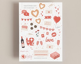 Valentine's Day Sticker Sheet | Love Journalling | love Stickers | Valentine season | Hearts | Valentine planner | Planner Stickers