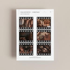 Stickervel esthetische kerstfilm, stickers met Bullet Journal-thema, kerststickers, leuke dagboekstickers, stickers met filmlijst