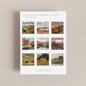 Stickerbogen | Schottland Themen Aufkleber | Reisen | Schottland Druck | Aufkleber | Reise-Notizbuch | Reise-Sammelalbum | Urlaubs Sticker