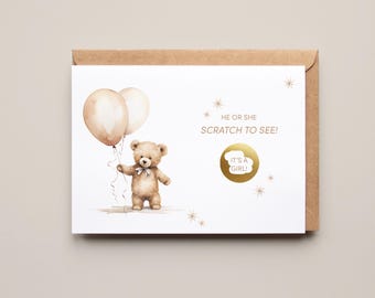 Boy Or Girl Gender Reveal Scratch Card | Scratch Off Card For Gender Reveal | Baby Shower Gender Surprise | Baby Gender Announcement