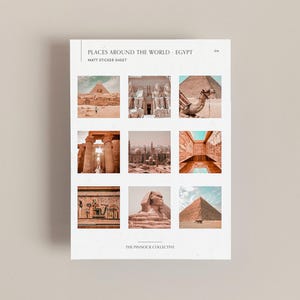 Feuille d'autocollants | Stickers sur le thème de l'Egypte | Autocollants de voyage | Impression égyptienne | Autocollants | Carnet de voyage | Album de voyage | Stickers vacances