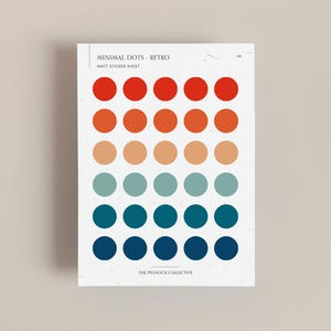 Retro geïnspireerde matte cirkel minimale stickers die perfect zijn voor journaling en scrapbooking. Gepersonaliseerde kleuren beschikbaar. Kleuren uit de jaren 70