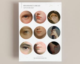 Foglio di adesivi della collezione d'arte rinascimentale, perfetto per la scrittura di un diario e lo scrapbooking, o per il penpalling, adesivi di dipinti rinascimentali, nastro washi