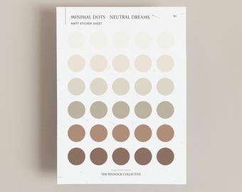 Neutral Tones Matt Circle Minimal Stickers that are perfect for journaling and scrapbooking, Dark Academia stickers, minimal colour palette