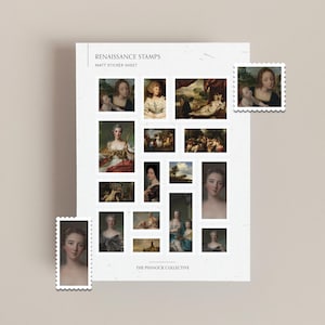 Renaissance stamps art collection sticker sheet, perfect for journaling and, penpalling, Renaissance painting stickers, Stamp stickers,