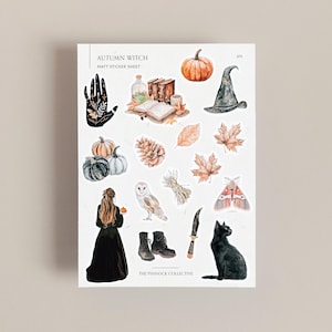 Hoja de pegatinas para planificador de otoño / Pegatinas de Halloween / Pegatinas de octubre / Pegatinas de otoño / Álbum de recortes / Pegatinas de temporada / Pegatinas de otoño / Espeluznante