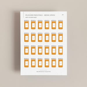 Foglio di adesivi per pianificatori / Adesivi per flaconi di medicinali / Adesivi per medicinali / Adesivi per la salute / Adesivi kawaii / Adesivi per pianificatori / Promemoria