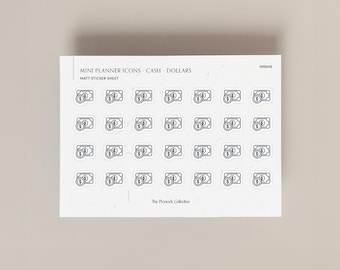 Single Mini Icons Stickers sheet | Functional Planner Stickers | Money Tracker | Dollars | Budget Planner | Perfect for Hobonichi Planners