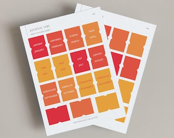 Monthly Tabs Stickers | Blank Tab Stickers | Mini monthly tabs | Peach themed stickers | Planner setup | Orange planner stickers | Aesthetic