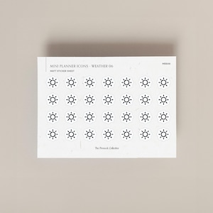 Single Mini Icons Stickers sheet | Functional Planner Stickers | Weather Stickers | Tracker | Minimal | Perfect for Hobonichi Planner