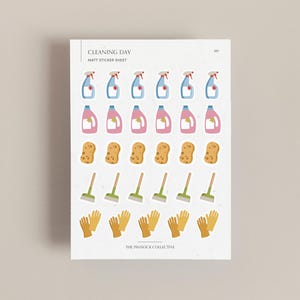 Feuille d'autocollants pour agenda de nettoyage | Stickers agenda | Autocollants kawaii mignons | Stickers esthétiques | Stickers corvée | Autocollant d'organisation
