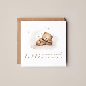Carte de voeux bébé nouveau-né | Bienvenue dans le monde | nouvelle carte bébé fille | Cartes Petit | Cartes de naissance ours en peluche