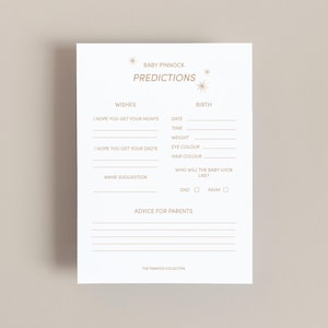 Gepersonaliseerde voorspellingskaarten babyshower | Minimalistische babyshower | Genderneutraal | Eenvoudig | Babyshowerspellen