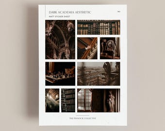 Dark Academia Stickerbogen | Dark Academia Aufkleber | minimale Farbpalette | Planer Aufkleber | Licht Academia | Bücherwurm Aufkleber | Sammelalbum